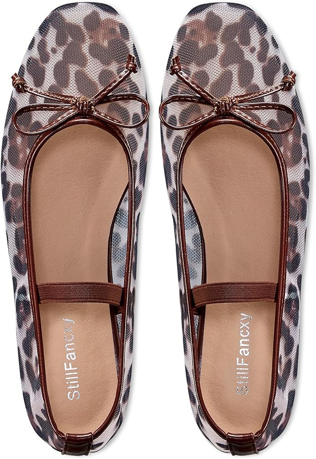 Ballet Flats with Bow Square Toe Ballerina Flats Slip on Bowknot Flat Shoes for Women Dressy Comf... | Amazon (US)