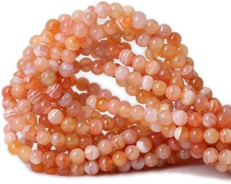 Qiwan 60PCS 6mm Natural Red Botswana Sardonyx Agate Round Loose Beads for Jewelry Making DIY Craf... | Amazon (US)