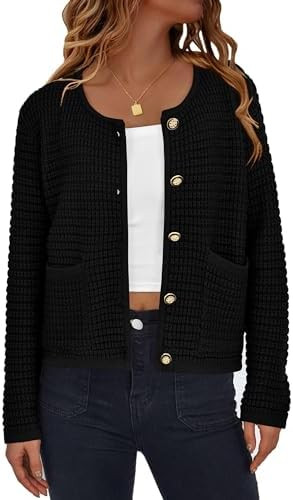 PRETTYGARDEN Women Knit Cardigan Sweaters Fall Fashion Long Sleeve Open Front Button Down Trendy ... | Amazon (US)