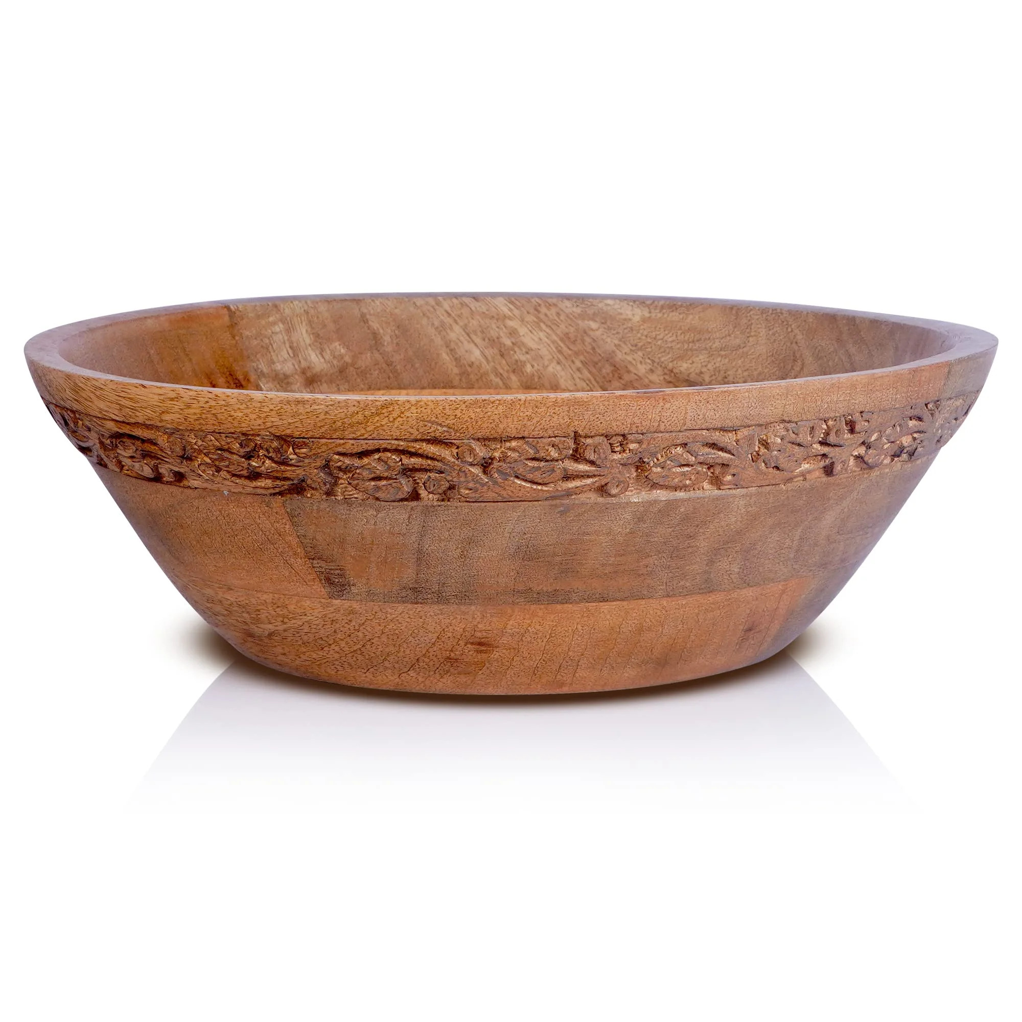 Mela Artisans Wooden Serving Bowls - Medium Burnt | Jasmine Decorative Style | Rustic Kitchen Dec... | Walmart (US)