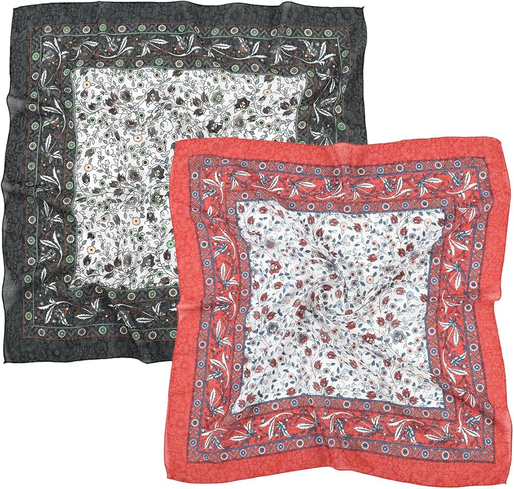 K-Elewon 27.5” Women Medium Square Scarf Head Scarf- 2PCS Neck Scarf Hair Scarf Head Sleeping W... | Amazon (US)