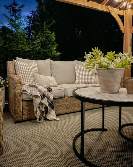 Outdoor sofa from Walmart. River oaks sofa set, outdoor sofa, outdoor rug, outdoor lighting 

#LTKhome #LTKsalealert #LTKSeasonal