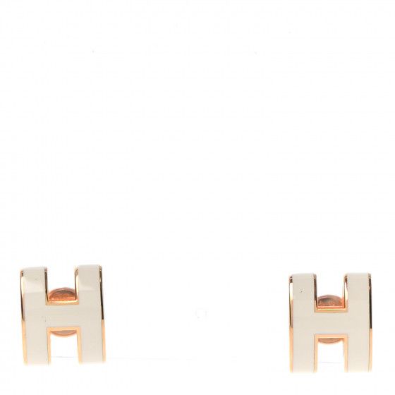 HERMES

Rose Gold Lacquered Pop H Earrings Ecru | Fashionphile