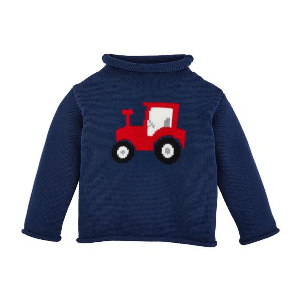 Tractor Rollneck Toddler Sweater | Mud Pie