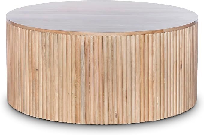 Meridian Furniture Oakhill Collection Modern | Contemporary Round White Oak Finish Coffee Table, ... | Amazon (US)