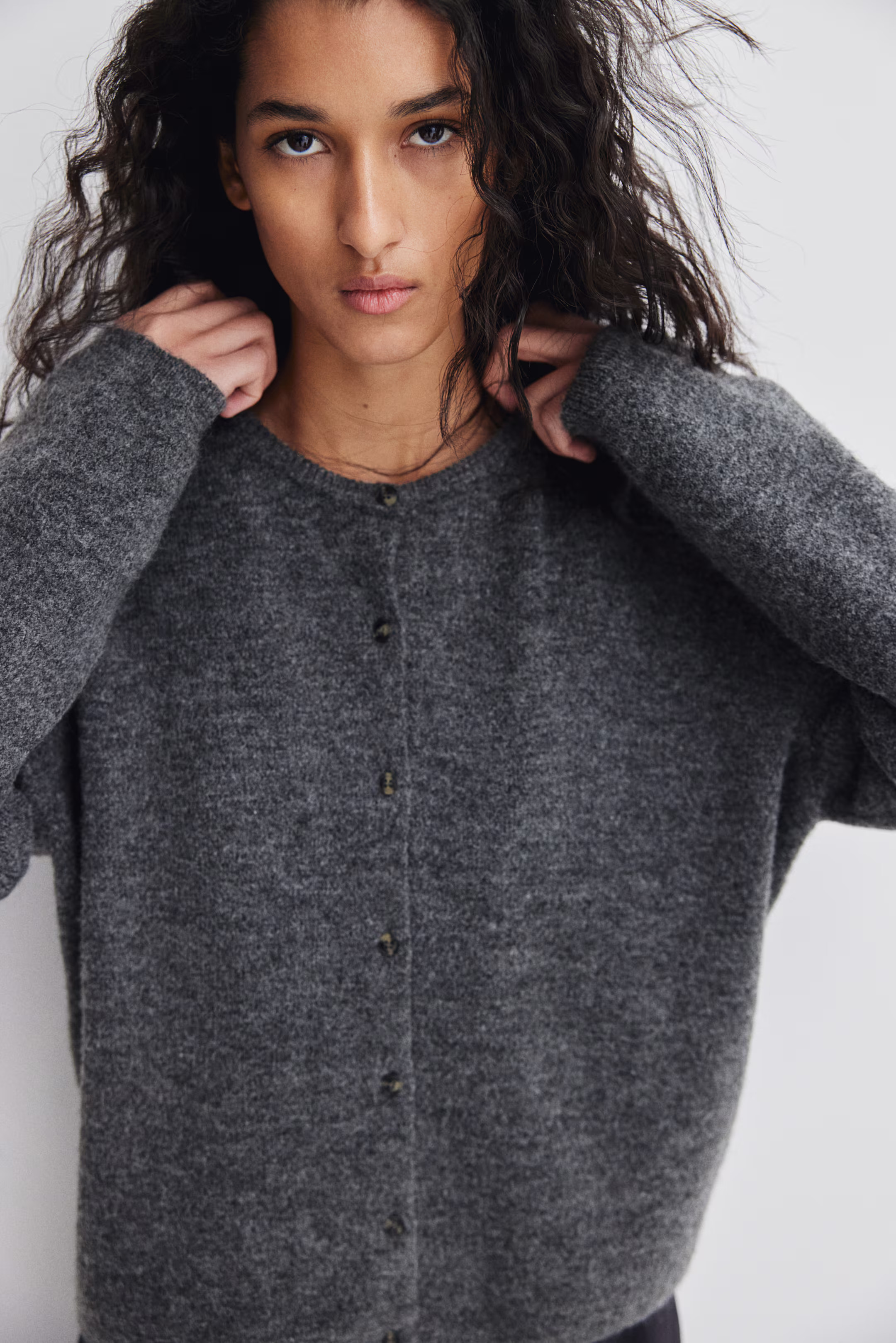 Loose-fit cardigan - Dark grey marl - Ladies | H&M GB | H&M (UK, MY, IN, SG, PH, TW, HK)