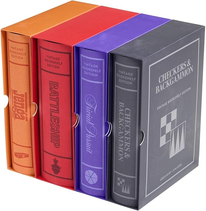 WS Game Company Battleship, Checkers and Backgammon, Trivial Pursuit, and Jenga Vintage Bookshelf... | Amazon (US)