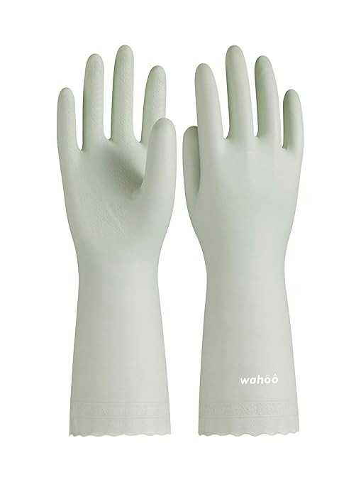 LANON 1 Pair Cleaning Gloves, Latex Free Washing up Gloves, Cotton Flocked Lined Dishwashing Glov... | Amazon (UK)
