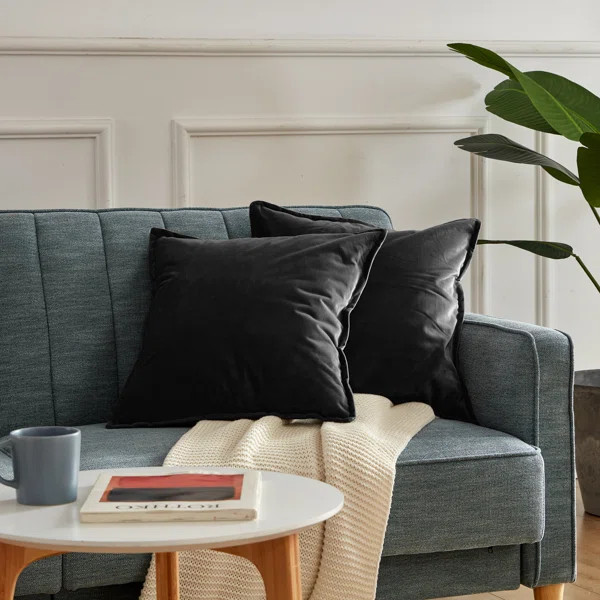 Black Chadabe Square Velvet Pillow Cover (Set of 2) | Wayfair Professional
