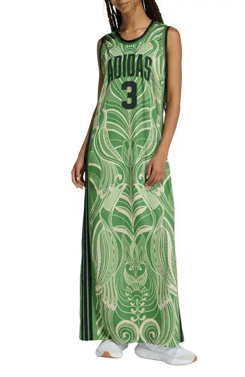 adidas x Farm Rio Print Jersey Dress in Crew Green/Black at Nordstrom Rack, Size X-Small | Nordstrom Rack
