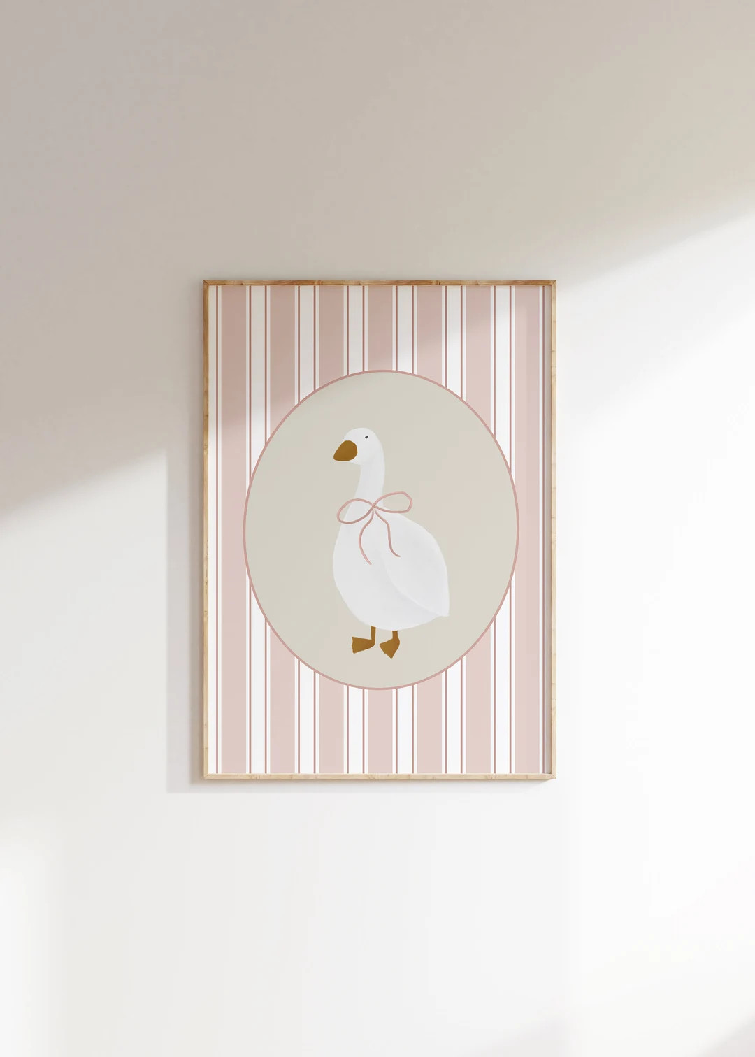 Cute Goose Poster Light Pink Stripe Nursery Decor Vintage Aesthetic Nursery Farm Nursery Decor Gi... | Etsy (US)
