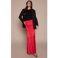 Red Satin Floaty Maxi Skirt | PrettyLittleThing US