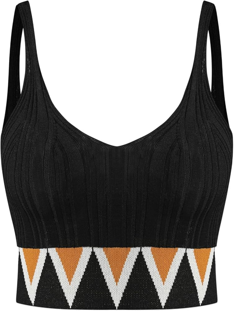 CIDER Boho Print Knit Crop Tank Top | Amazon (US)