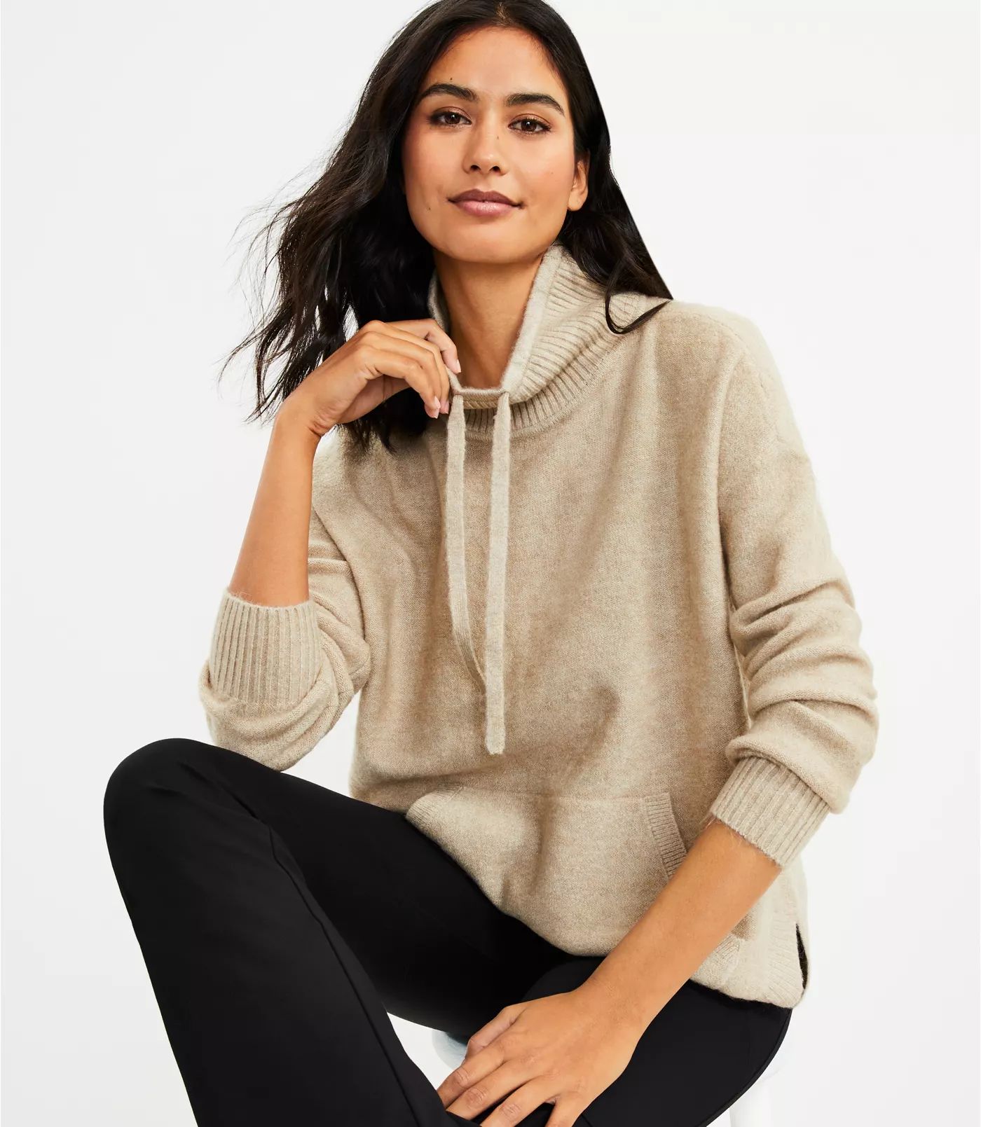 Lou & Grey Drawstring Neck Pocket Sweater | LOFT