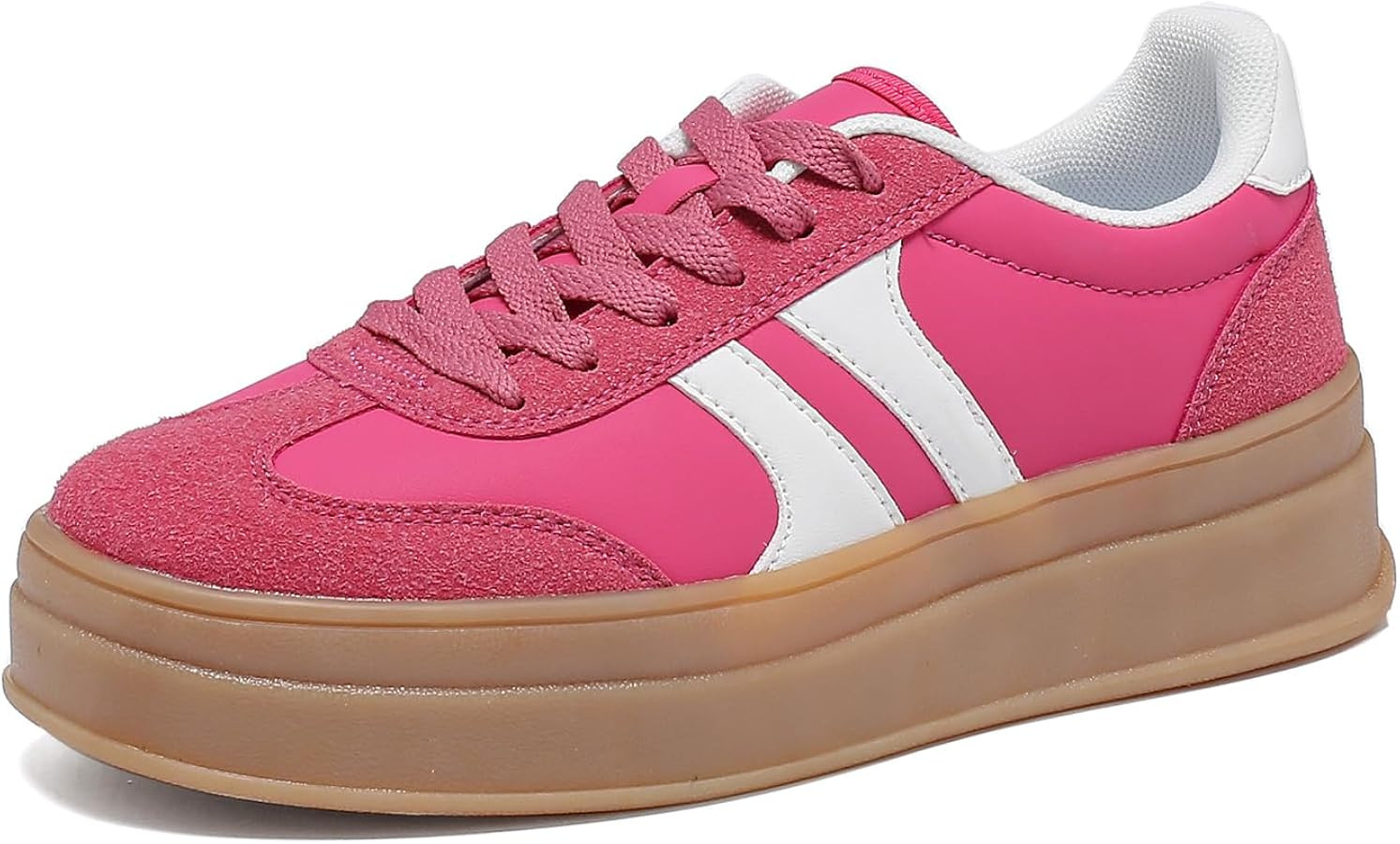 Women's Thick Sole Retro Fashion Sneakers Classic Walking Shoes Thick Rubber Lace-Up Footwear Ant... | Amazon (US)