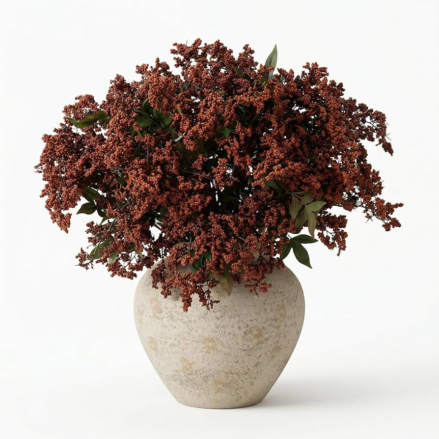 4Pcs 42" Brown Artificial Berry Stems, Realistic Faux Berry Branches & Floral Stems, Dusty Plum B... | Amazon (US)
