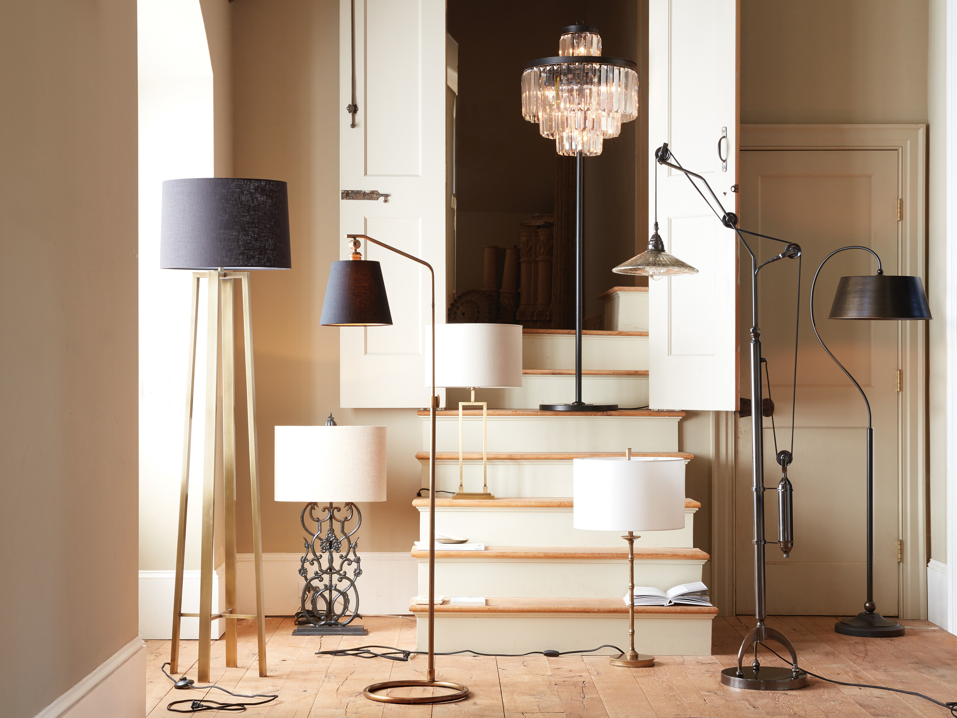 Kellen Antiqued Brass Floor Lamp | Arhaus
