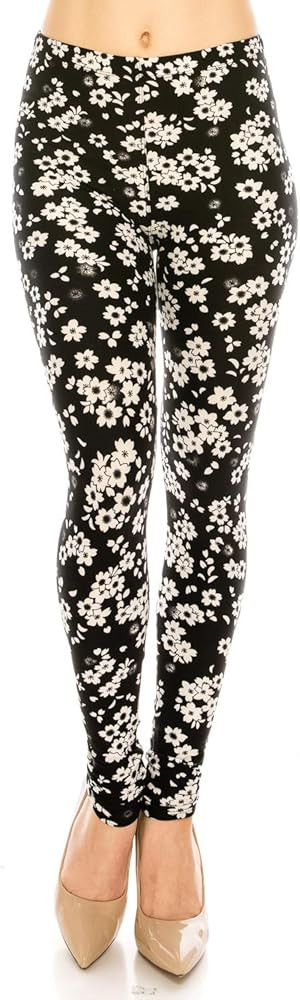 Women's Printed Fashion Leggings Ultra Soft Solid & Patterned - Regular/Plus Sizes | Amazon (US)
