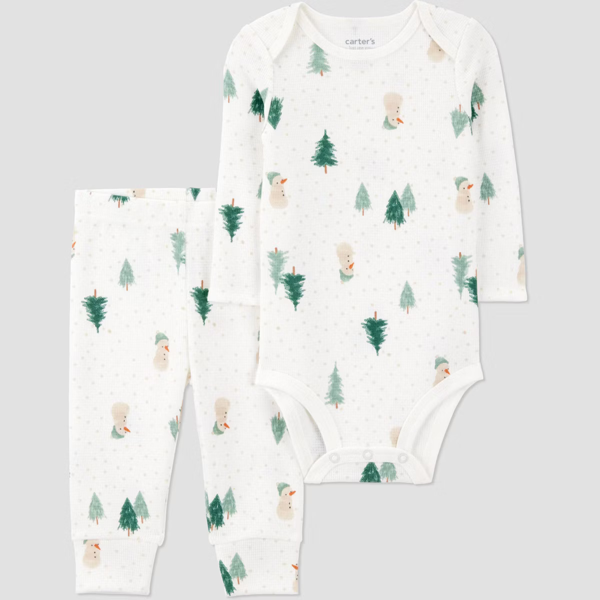 Carter's Just One You® Baby 2pc Christmas Scenic Top and Bottom Set - Green/White | Target