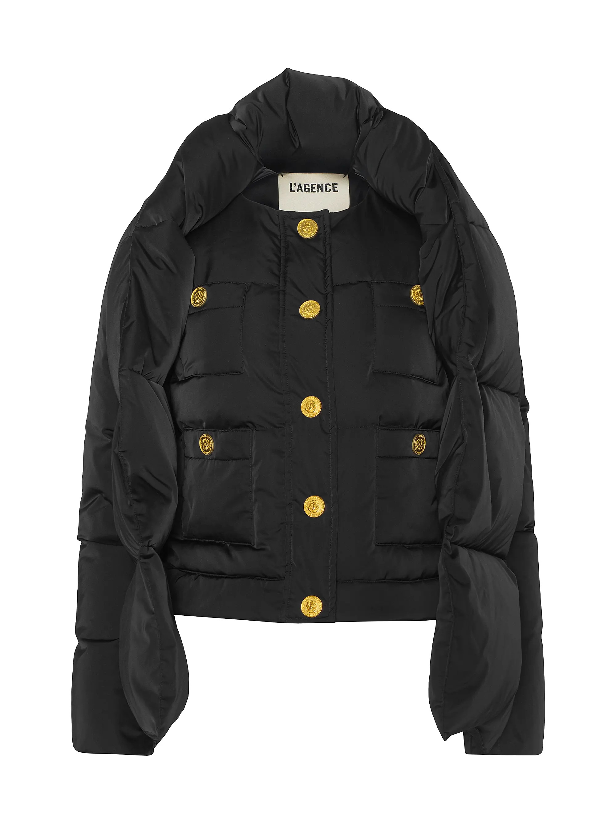 L'AGENCE Juana Scarf-Detail Down Puffer Jacket | Saks Fifth Avenue | Saks Fifth Avenue