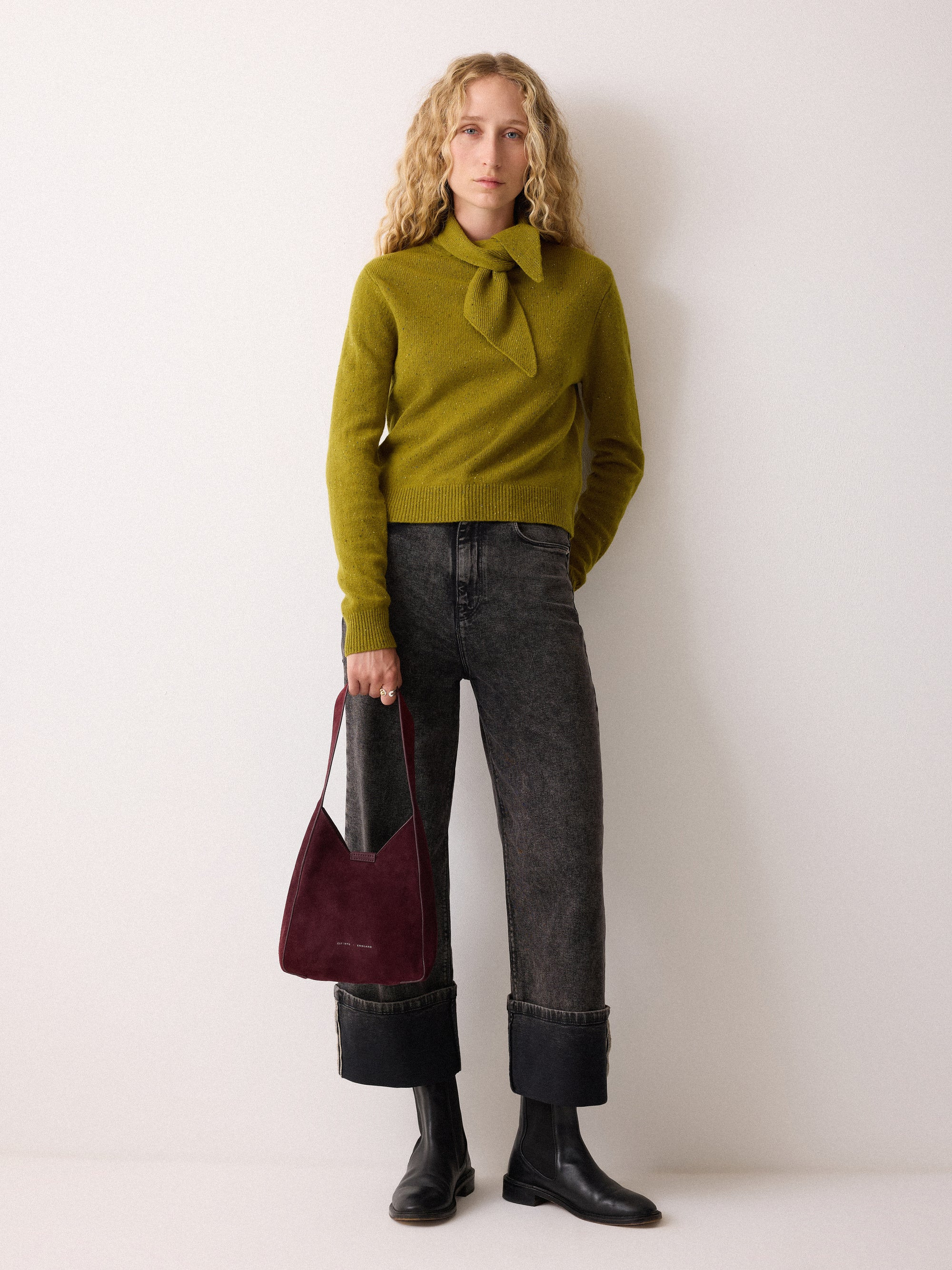Mini Heckfield Suede Tote | Burgundy | Jigsaw (UK)