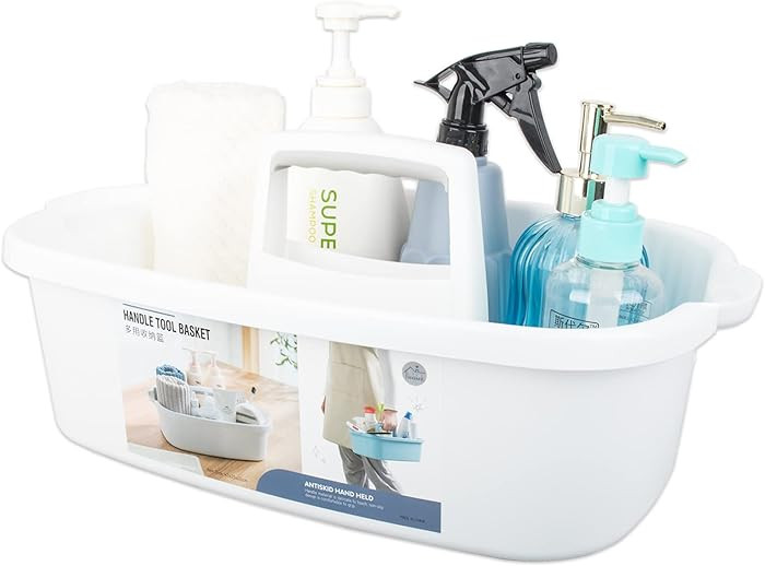 Large Cleaning Supplies Caddy Portable Shower Basket Supply Organizer with Handle Plastic Bucket ... | Amazon (US)