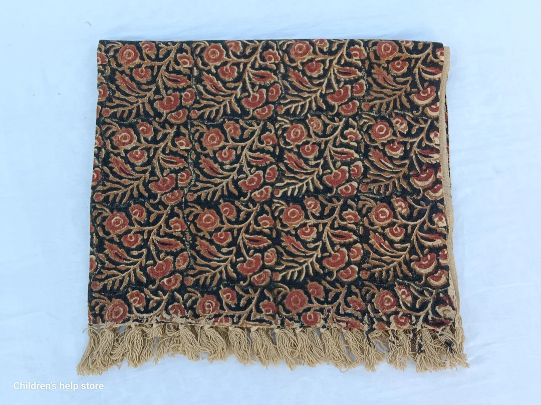 Sofa Décor Room Décor Handmade Throw Handblock Print Throw Soft Cotton Throw Blanket Tassels Ha... | Etsy (US)