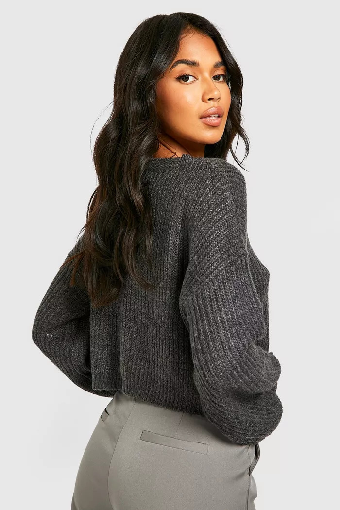 Balloon Sleeve Crop Sweater | boohoo (US & Canada)