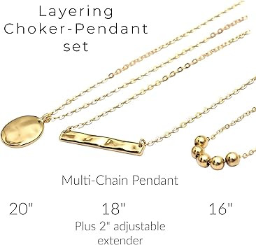 Allison Rose Atelier Multilayered Chain Necklace Sets - Assorted 2pc and 3pc Layering Chains - 16... | Amazon (US)
