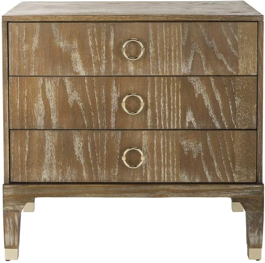 Safavieh Home Collection Lorna 3 Drawer Contemporary Night Stand Nightstand, Natural | Amazon (US)