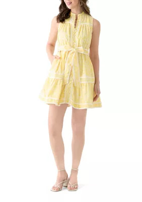 Women's Short Sleeve Eyelet Piped Dress | Belk