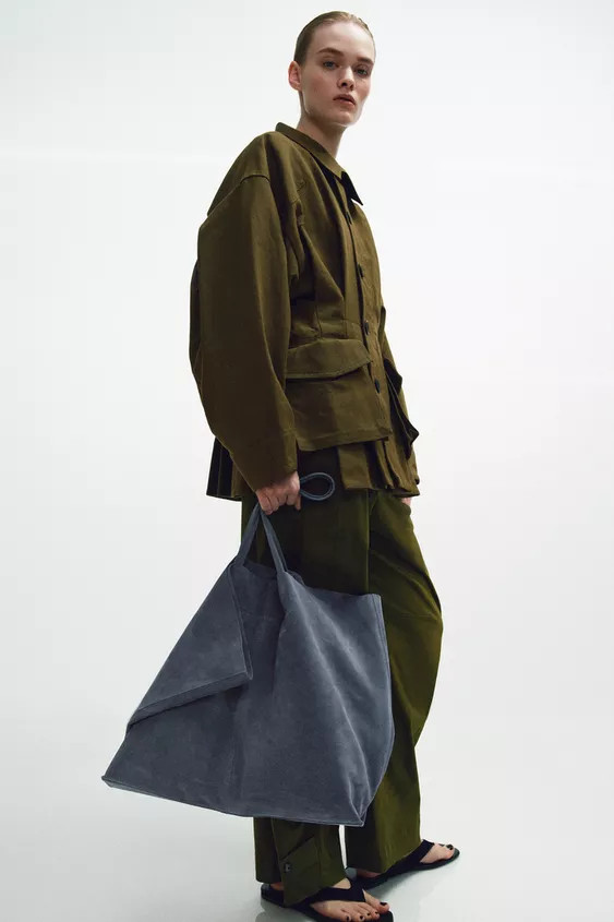 MAXI SPLIT LEATHER SHOPPER | Zara US