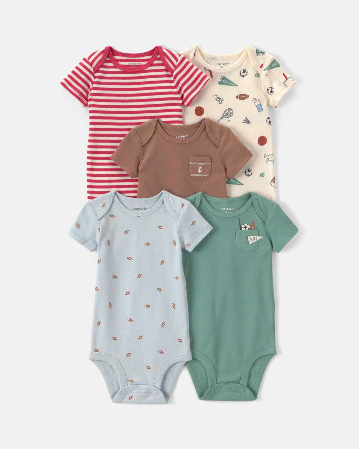 Baby Boy 5-Pack Football Multipack Bodysuits | Carter's Inc