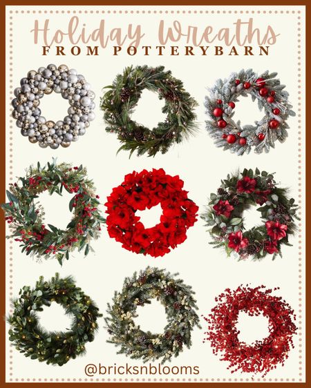 Holiday Wreaths from PotteryBarn 

Poinsettias, anemone, ornaments, berries, winter decor, Christmas decor, classy  

#LTKSeasonal #LTKHoliday #LTKhome