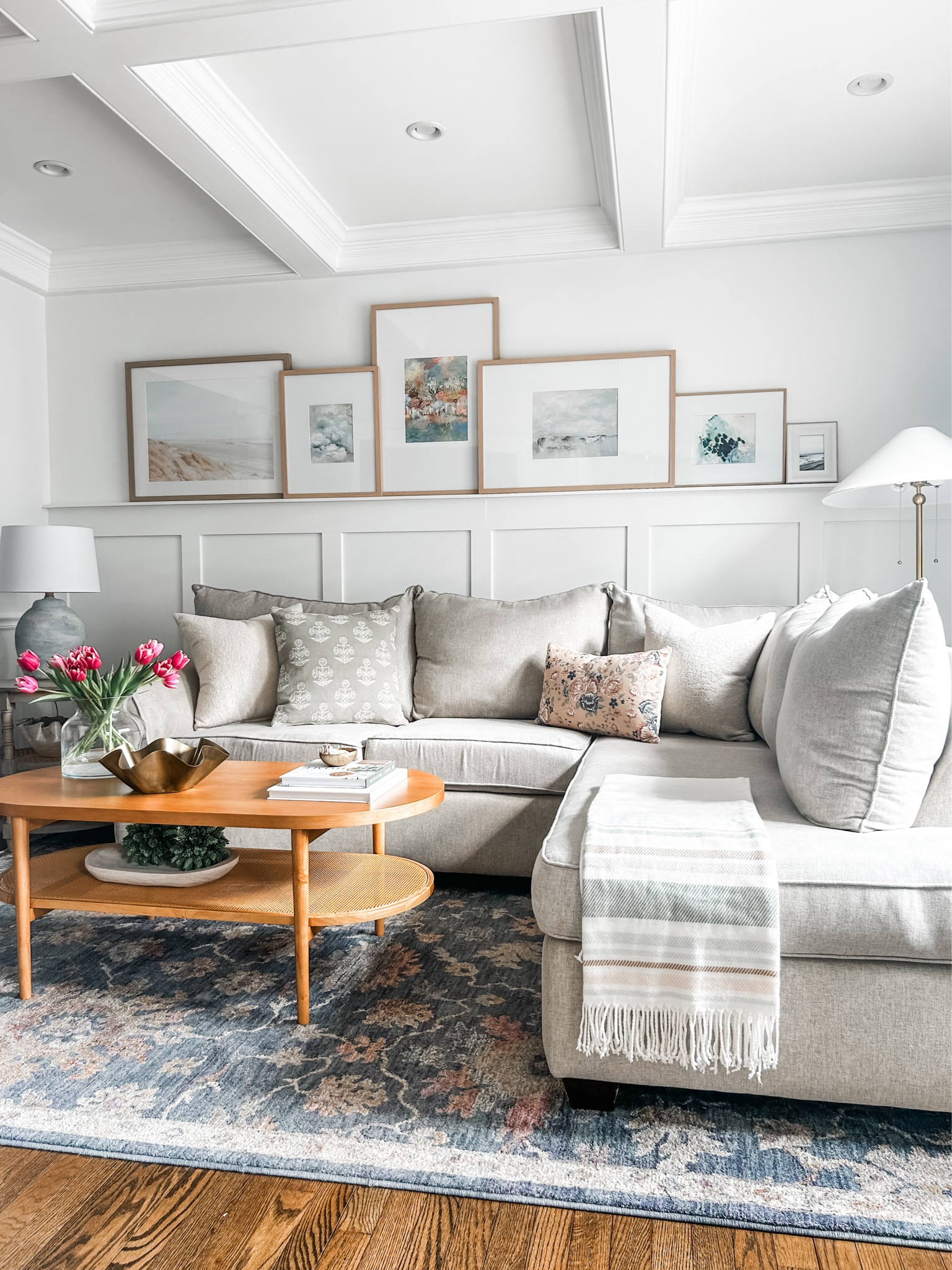 Spring decor in the living room!

Coffee table decor. 

Studio McGee block print square throw pillow, Spring throw pillow, floral lumbar pillow, metal wavy bowl, gold metal bowl, Studio McGee ruffle bowl, multi stripe throw blanket, woven throw blanket, Hearth & Hand throw blanket. Spring throw blanket.
Light wood oak coffee table, oval coffee table, Rattan coffee table, Nathan James coffee table, Spring art prints, Lindsay Letters art prints, wall decor, gallery frames, light wood photo frame, Studio McGee floor lamp, brass floor lamp, blue area rug, living room rug, floral area rug. 
Living room decor, living room refresh 
Spring decor.
Target decor.
#target #livingroom #spring

#LTKMostLoved #LTKhome #LTKstyletip