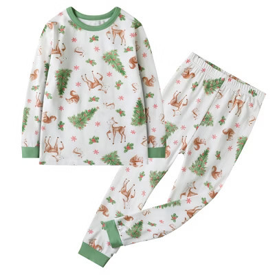 Owlivia Organic Cotton Baby Long Sleeve Pajama Sets, Kid's 2PC Sleepwear- Christmas Tree, 4T | Target