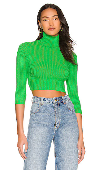 Milenka Crop Sweater in Green | Revolve Clothing (Global)