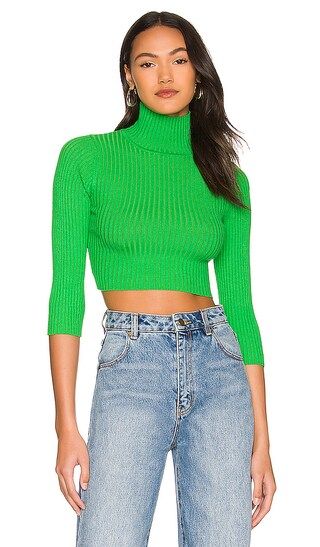 Milenka Crop Sweater in Green | Revolve Clothing (Global)