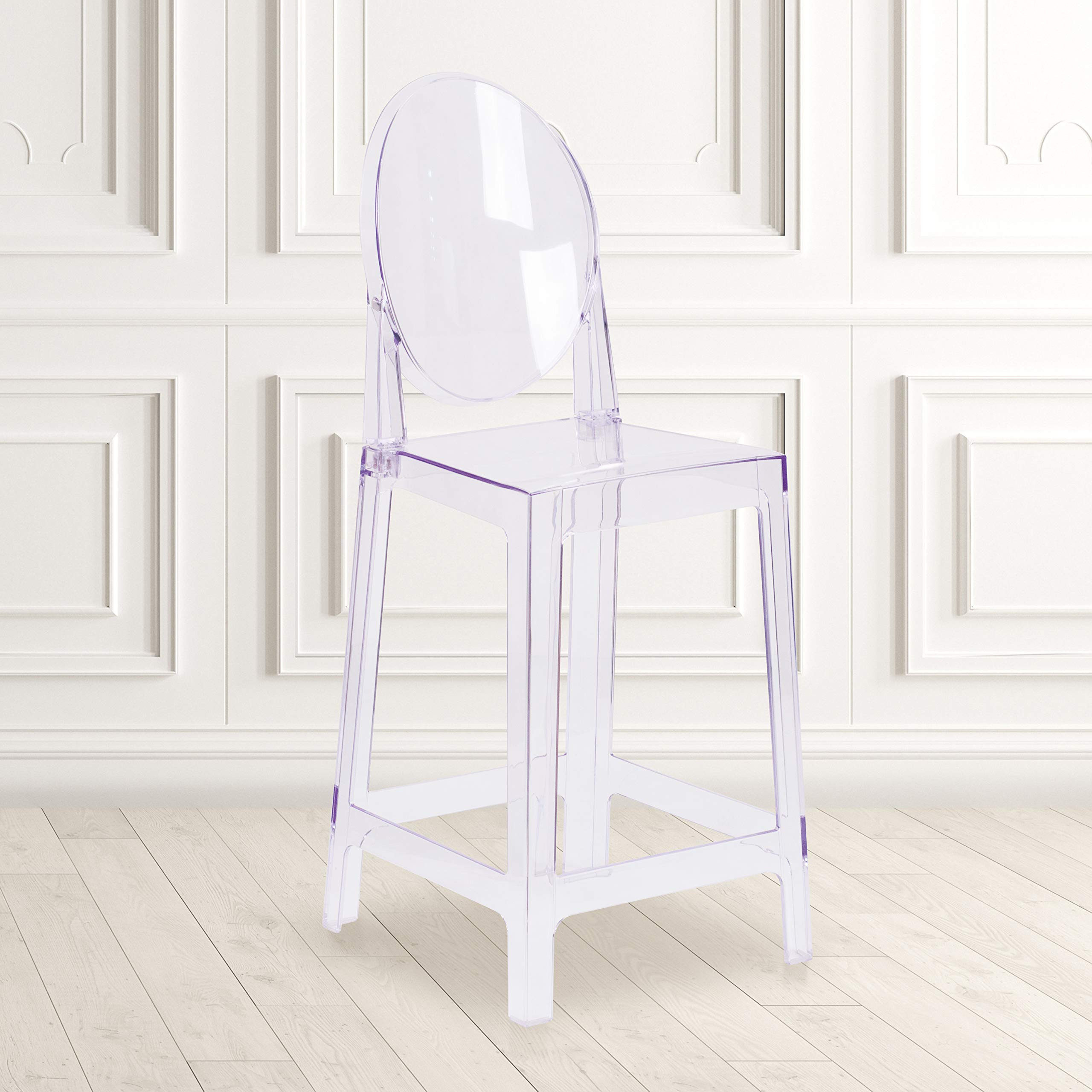 Flash Furniture Revna 4 Pack Revna Ghost Counter Stool with Oval Back in Revna Transparent Crysta... | Amazon (US)