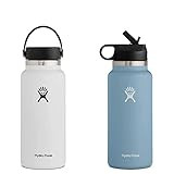 Hydro Flask Wide Mouth Bottle with Flex Cap & Wide Mouth Straw Lid - Stainless Steel Reusable Water  | Amazon (US)