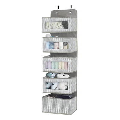 Over The Door Hanging Organizer With 5 Large Pockets - Wall Mount Pantry Storage With Clear PVC Window & 2 Big Metal Hooks For Closet,Bathroom,Nursery | Wayfair North America