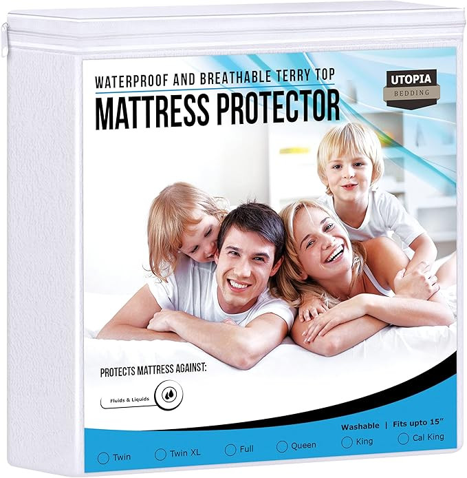 Amazon.com: Utopia Bedding Premium Waterproof Terry Mattress Protector Twin 200 GSM, Mattress Cov... | Amazon (US)