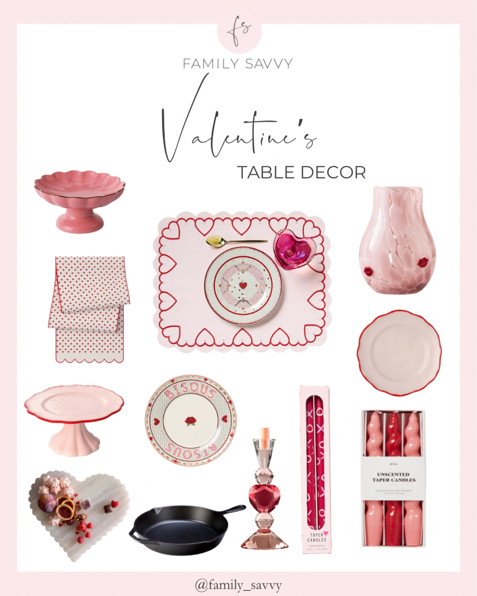 Valentine's table decor is just what you need to make your gatherings extra special! I’ve also added in my favorite skillet that I love using. 🩷 

#LTKParties #LTKHome #LTKFindsUnder100