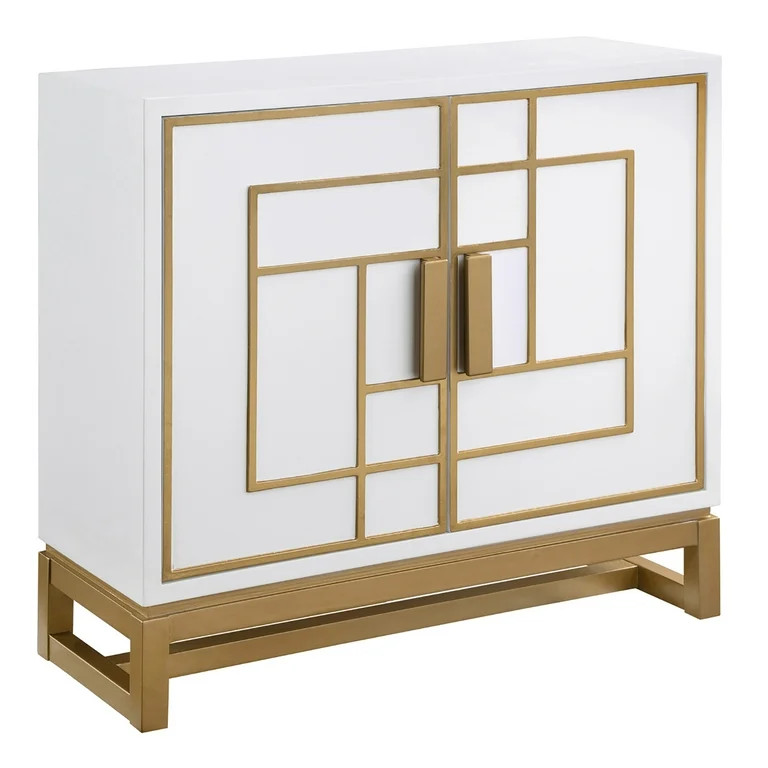 Rectangular 2-Door Accent Cabinet White and Gold | Walmart (US)