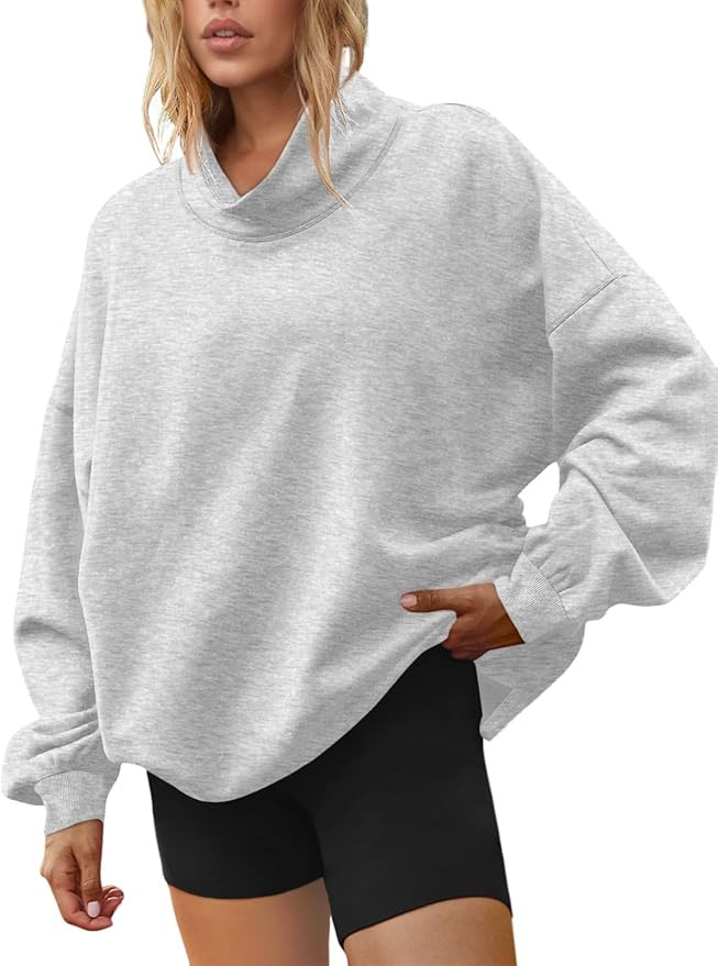 LILLUSORY Mock Neck Sweatshirt Womens Oversized Pullover Turtleneck Long Sleeve Tops Trendy Fall ... | Amazon (US)