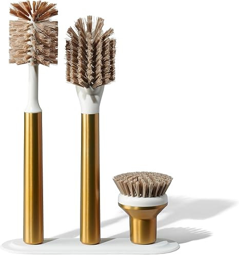 Curio Home Goods Ionic Brush Set, Magnetized to Stand Upright, Stainless Steel with Replaceable H... | Amazon (US)