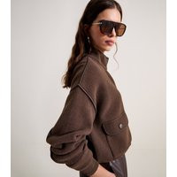 Women's Premium Brown Knitted High Neck Jacket New Look | New Look (UK)