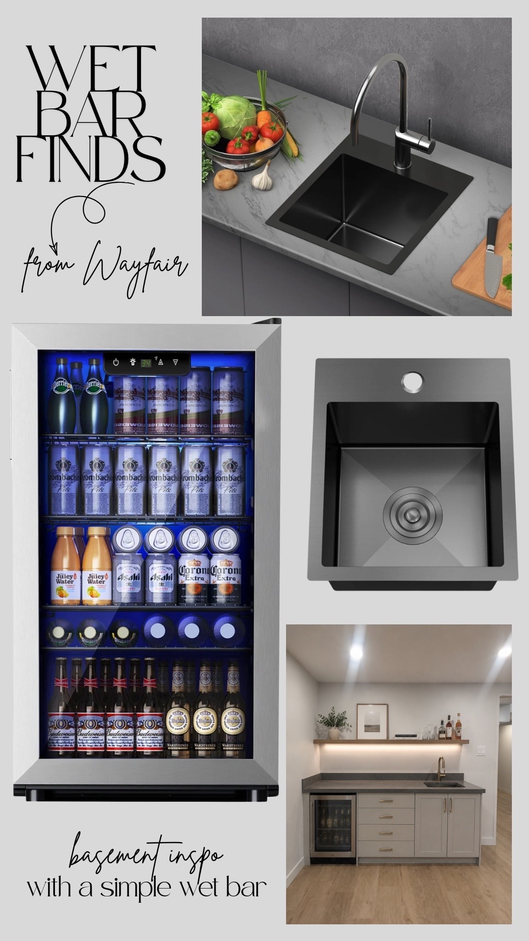 We’re in the middle of designing our basement wet bar. The final set of our basement renovation! I’m so excited for it to be done. Here’s what’s in our Wayfair cart 🛒 

Bar fridge & black square sink ✅ 
#WayfairFinds #BasementReno #WetBarFinds #Renovations

#LTKhome #LTKsale