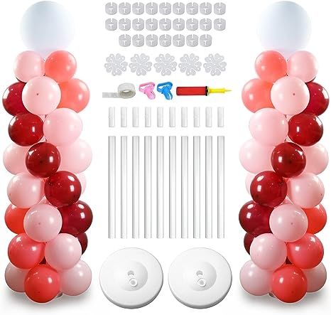 SAKOLLA Thicken Adjustable Balloon Column Stand Kit - 2 Set Balloon Tower Decoration for Birthday... | Amazon (US)