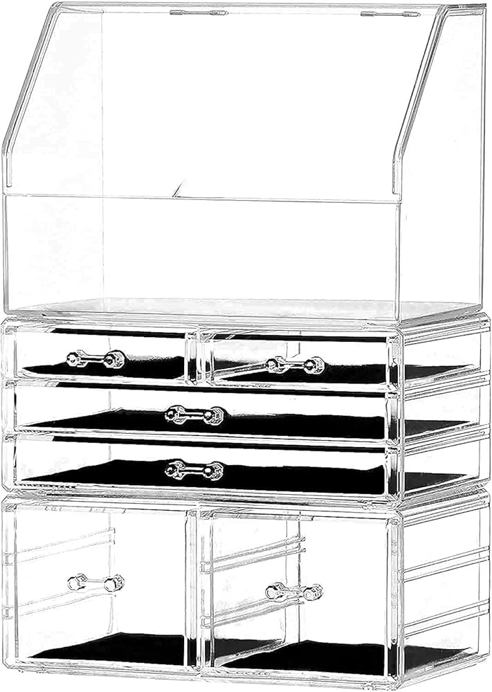 Cq acrylic Cosmetic Display Cases With LId Dustproof Waterproof for Bathroom Countertop Stackable... | Amazon (US)